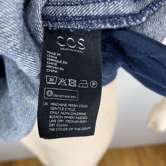 COS Denim Looking Contemporary Blue Hemp+Cotton Short Sleeve Shift Mini Dress - Picture 10 of 11